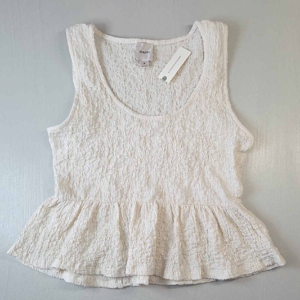 Maeve Anthropologie Textured Peplum Tank Top